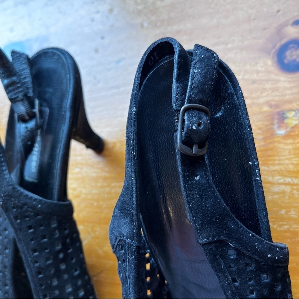🍓🐠Paul Green Bilbao dress sandal black Suede Perforated Slingback Pointed Toe - Picture 4 of 11